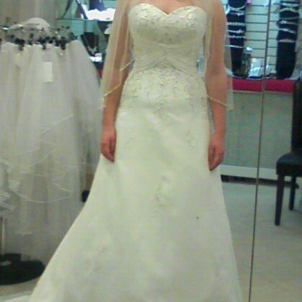 Size 8 wedding dress with veil and slip